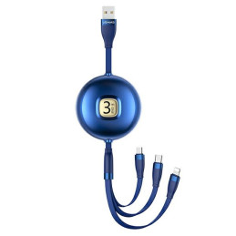 Kabel USAMS U69 3w1 1m USB-A na Lightning na microUSB na USB-C niebieski