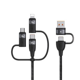Kabel USAMS U85 6w1 2xUSB-C na USB-A na Micro-USB na Lightning 1,2m 100W PD Fast Charge czarny