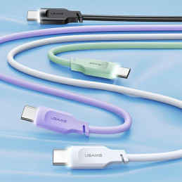 Kabel USAMS USB-A na USB-C 6A 1,2m Port Display Fast Charging Lithe Series purpurowy