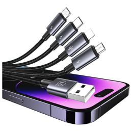 Kabel USAMS 4w1 2xUSB-C na Lightning na MicroUSB 15W 1,2m Aluminum Alloy Data Cable Sufeng