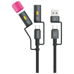 Kabel USB-C 4smarts Explorer 4w1 USB-A na USB-C na USB-C 60W 1m czarny