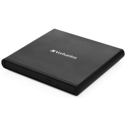 Zewnętrzna nagrywarka Verbatim Slimline CD/DVD USB-A + kabel USB-A/USB-A do USB-C czarny