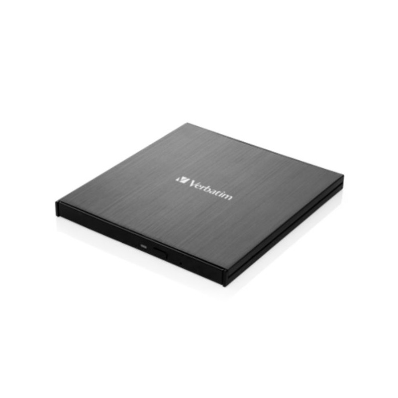Zewnętrzna nagrywarka Verbatim Slimline CD/DVD USB-C + kabel USB-C/USB-C do USB-A 3.2 czarna