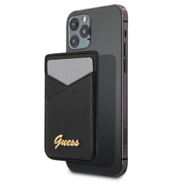 Portfel Guess Saffiano na karty, dokumenty do etui MagSafe, czarne