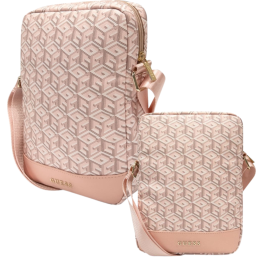 Torebka na ramie Guess GCube Stripe Tablet Bag na tablet/telefon do 10", różowy/pink