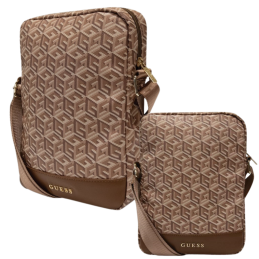 Torebka na ramie Guess GCube Stripe Tablet Bag na tablet/telefon do 10", brązowy/brown