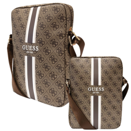 Torebka na ramie Guess 4G Stripes Tablet Bag na laptopa do 10", brązowy/brwon