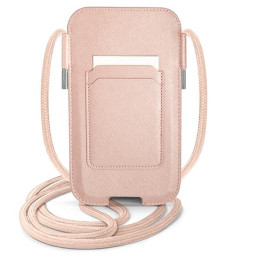 Guess Torebka Saffiano Strap na telefon do 6,1" różowa