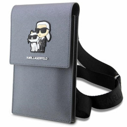 Torebka Karl Lagerfeld Saffiano Karl & Choupette, srebrny/silver