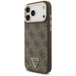 Etui Guess 4G Triangle Logo MagSafe do iPhone 17 Pro Max brązowy złoty