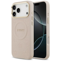 Etui Guess Peony Hot Stamp MagSafe do iPhone 17 Pro Max różowy
