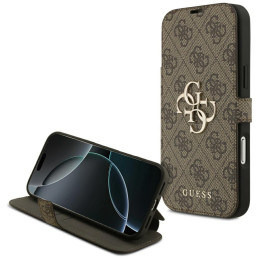 Etui Guess Book 4G Metal Logo do iPhone 17 Pro Max brązowy