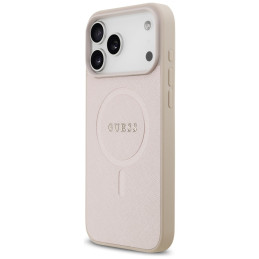 Etui Guess Saffiano Classic Logo MagSafe do iPhone 17 Pro Max różowy