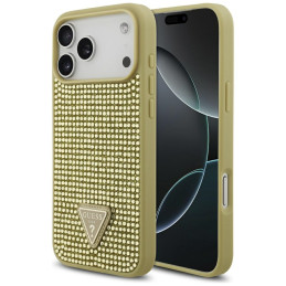 Etui Guess Rhinestone Triangle Logo do iPhone 17 Pro Max złoty