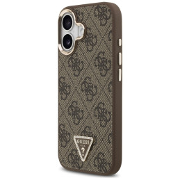 Etui Guess 4G Triangle Logo MagSafe do iPhone 17 brązowy złoty