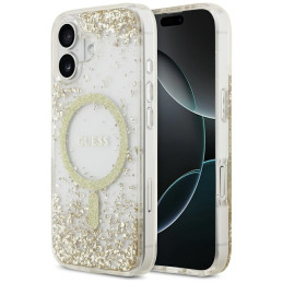 Etui Guess Resin Bottom Glitter MagSafe  do iPhone 17 złoty