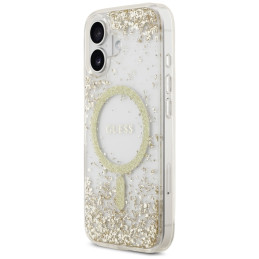 Etui Guess Resin Bottom Glitter MagSafe  do iPhone 17 złoty