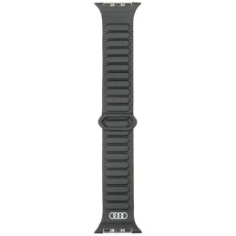 Pasek Audi Logo Synthetic Leather Magnetic Ring do Apple Watch 44/45/46/49mm, czarny