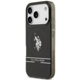 Etui US Polo DH and Bottom Stripe Logo MagSafe do iPhone 17 Pro czarny