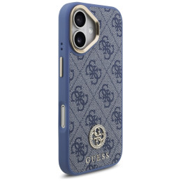 Etui Guess 4G Strass Logo & Big Strap Metal Buttons MagSafe do iPhone 17 niebieski