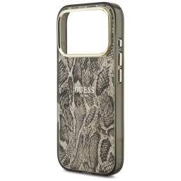 Etui Guess Python Pattern MagSafe do iPhone 17 Pro Max brązowy