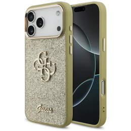 Etui Guess Fixed Glitter Big 4G Metal Frame do iPhone 17 Pro Max złoty