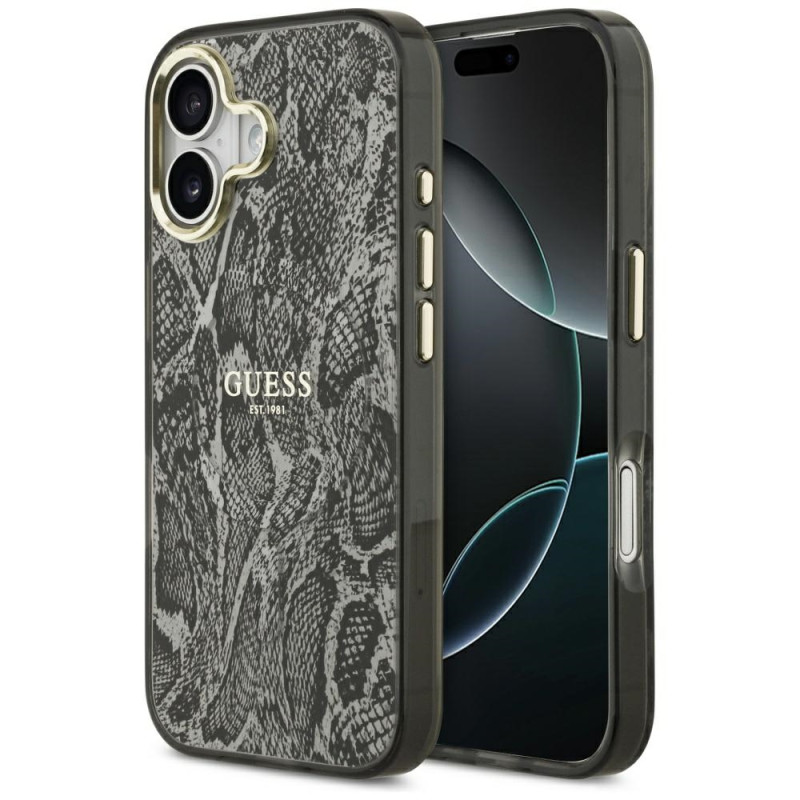 Etui Guess Python Pattern MagSafe do iPhone 17 czarny