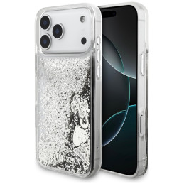 Etui Guess Liq. Glitter Charms do iPhone 17 Pro srebrny