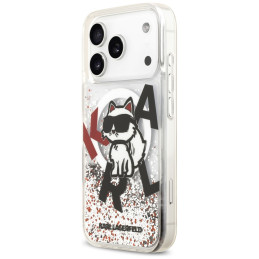 Etui Karl Lagerfeld Liquid Glitter Choupette Logo MagSafe do iPhone 17 Pro przezroczysty