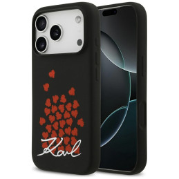 Etui Karl Lagerfeld Silicone Heart Sign Logo MagSafe do iPhone 17 Pro czarny