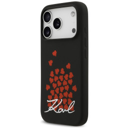 Etui Karl Lagerfeld Silicone Heart Sign Logo MagSafe do iPhone 17 Pro czarny