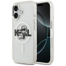 Etui Karl Lagerfeld IML Glitter Karl & Choupette Sketch Logo MagSafe do iPhone 17 przezroczysty