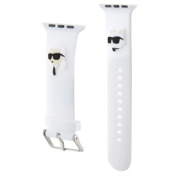 Pasek opaska Karl Lagerfeld 3D Rubber Karl&Choupette Heads strap do Apple Watch 42/44/45/49mm, biały