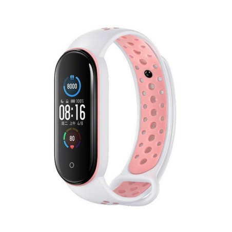 Beline pasek Design Mi Band 7/6/5 biało-różowy