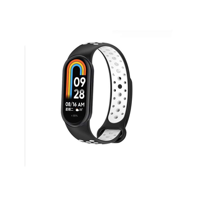 Pasek Beline design do Mi Band 9/8 czarno-biały