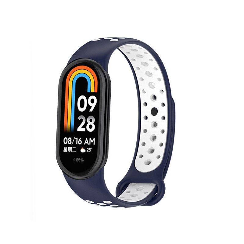 Pasek Beline design do Mi Band 9/8 niebiesko-biały