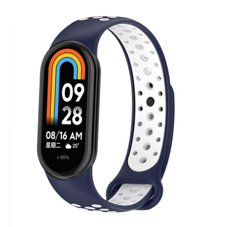 Pasek Beline design do Mi Band 9/8 niebiesko-biały