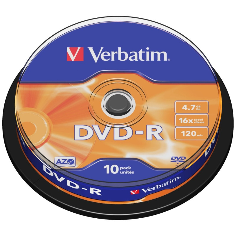 Płyta Verbatim DVD-R 4.7GB 16x AZO 10szt srebrny