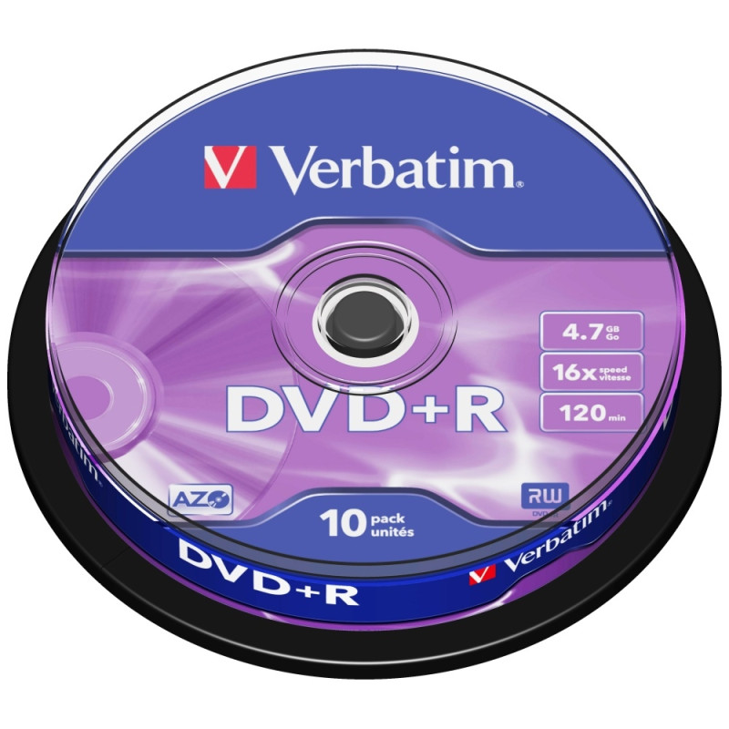 Płyta Verbatim  DVD-R 4.7GB 16x AZO 10szt srebrny