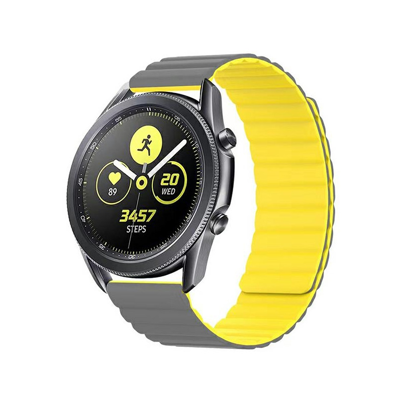 Uniwersalny pasek Beline Magnetic Watch do zegarów 20mm szaro-żółty