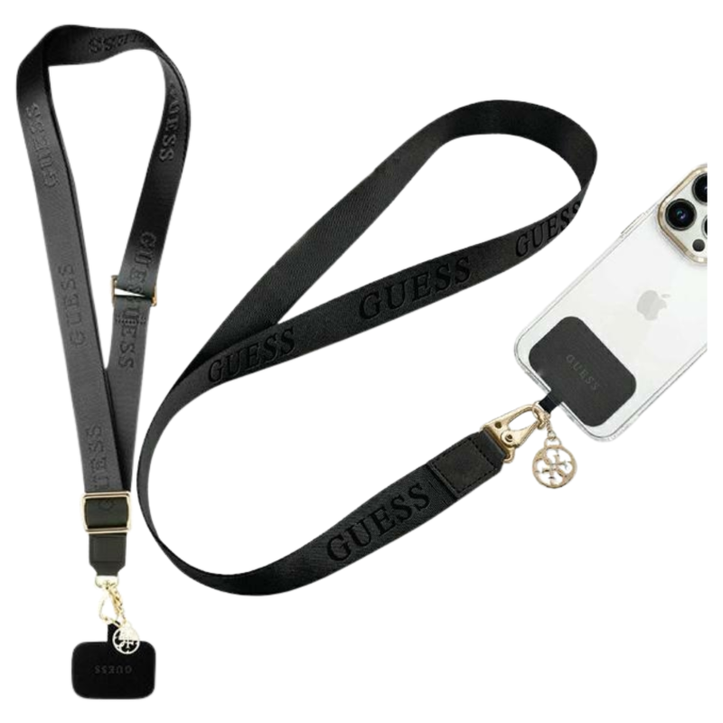 Uniwersalny pasek do telefonu Guess CBDY Nylon Chain, czarne