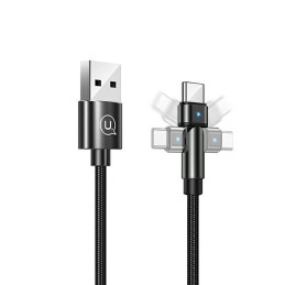 Kabel USAMS pleciony obrotowy U60 2A USB-C czarny