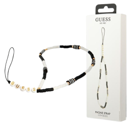 Zawieszka brelok Guess Phone Strap na telefon, czarno-biały/black-white