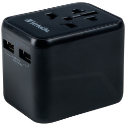 Podróżny Adapter Verbatim EU/UK/US2xUSB-A UTA-01 czarny