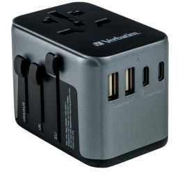 Podróżny Adapter Verbatim EU/UK/US2xUSB-A/2xUSB-C PD 30W UTA-03 czarny