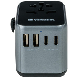 Podróżny Adapter Verbatim EU/UK/US2xUSB-A/2xUSB-C PD 30W UTA-03 czarny