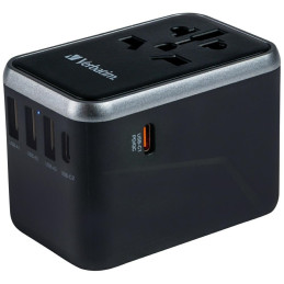 Podróżny Adapter Verbatim EU/UK/US3xUSB-A/2xUSB-C PD 61W UTA-04 czarny