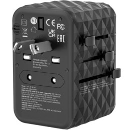 Podróżny Adapter Verbatim EU/UK/US GaN 2xUSB-A/2xUSB-C PD 65W UTA-05 czarny