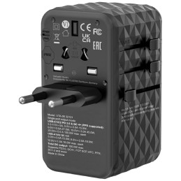 Podróżny Adapter Verbatim EU/UK/US GaN2xUSB-A/2xUSB-C PD 100W UTA-06 czarny
