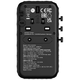 Podróżny Adapter Verbatim EU/UK/US GaNUSB-A/3xUSB-C PD 140W UTA-10 czarny